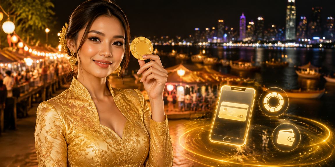 Wanita berbaju kebaya Malaysia menikmati permainan jackpot kasino dalam talian fesch6
